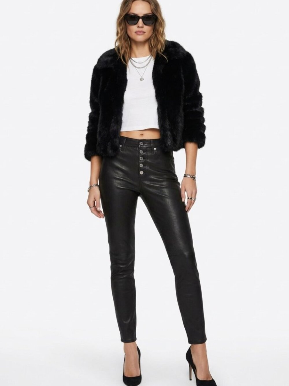 Veronica Beard Debbie High Rise Skinny Lambskin Leather Pants Black Size 27